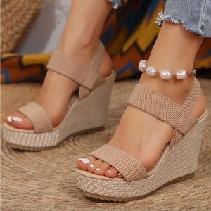 SHEIN Beige Wedge Sandals